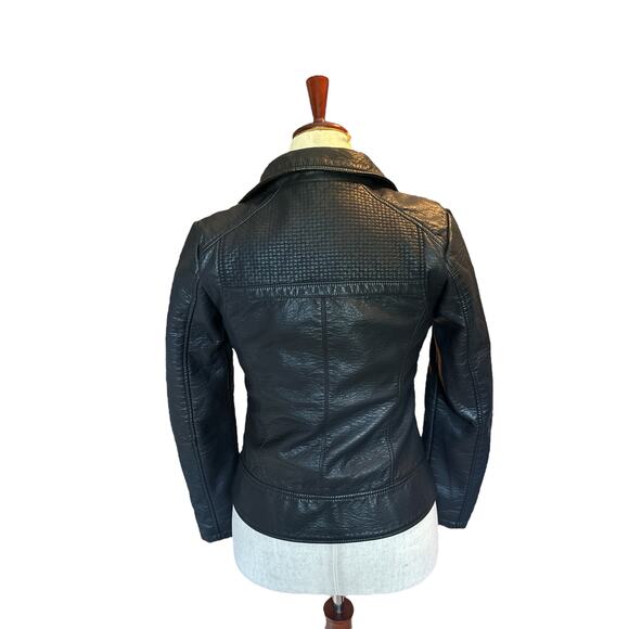 Guess Moto Jacket | Black Zip Front Biker Style with Lace Up Sleeves | Size M - Picture 4 of 11